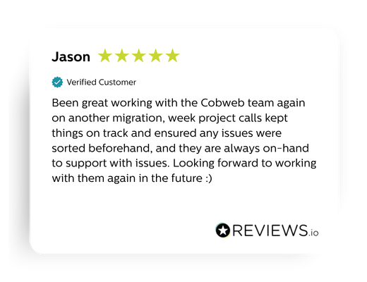 Tenant to tenant migration review from Jason, who mentioned the project calls kept everything on track and how impressive the migration was, 5 stars.